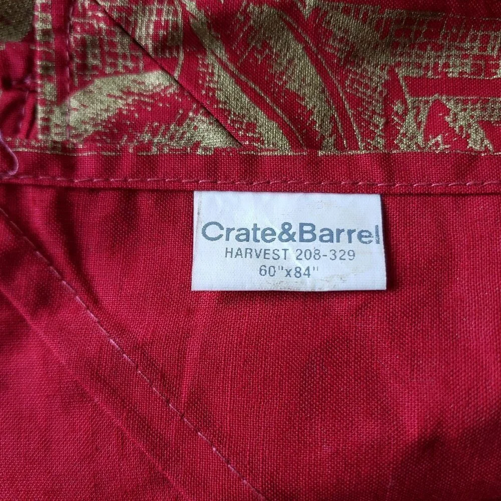 Unused - Crate&Barrel Red Gold Harvest Tablecloth 60